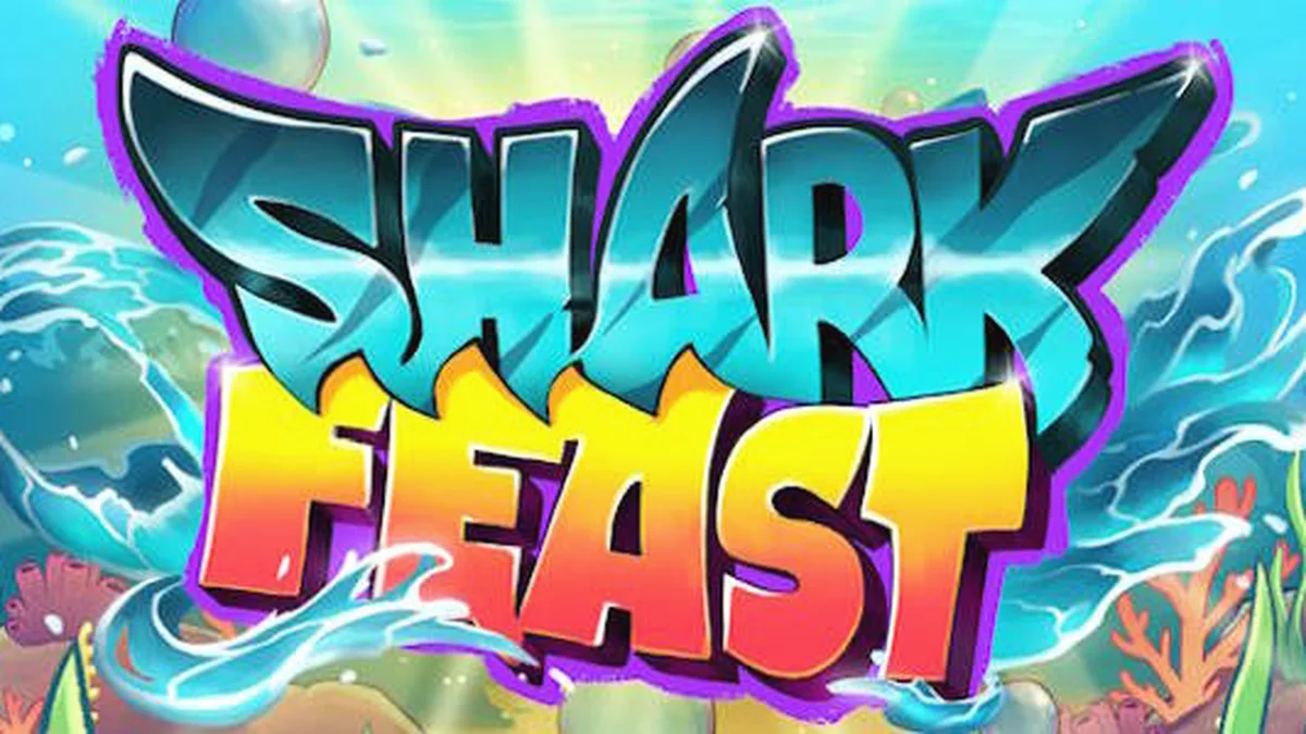 Tampilan visual ceria dan penuh warna dari slot Shark Feast dengan tema pesta bawah laut.